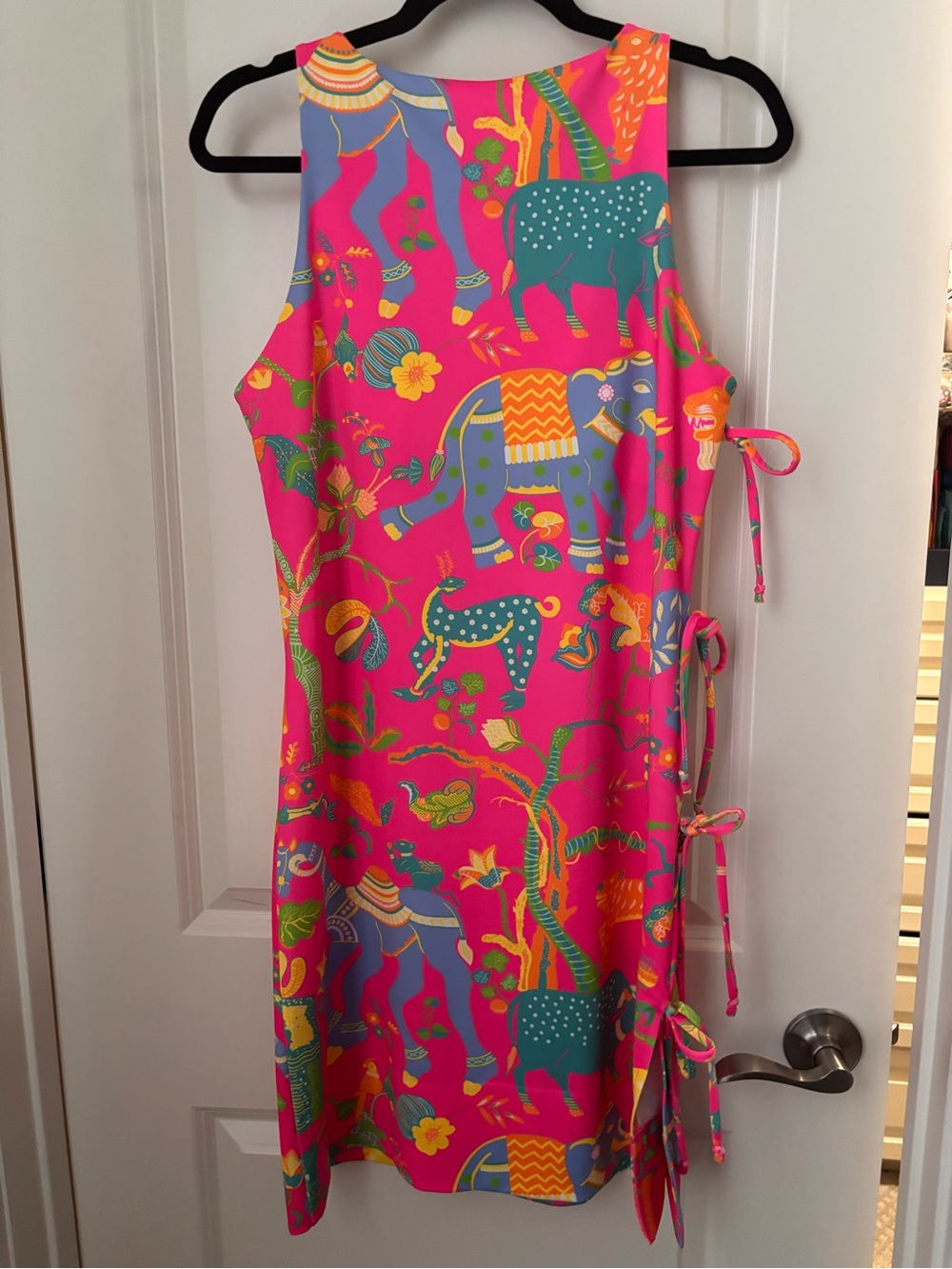 Gretchen Scott Designs Hot Pink Multicolor Elephant Print Shift Dress